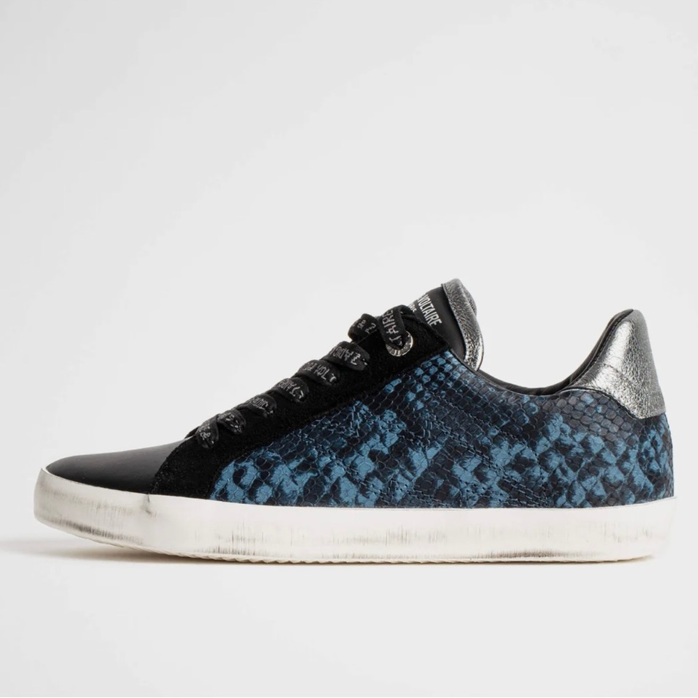 New Zadig and Voltaire, wild low-top sneaker navy python print